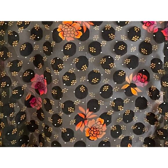 NWT LOFT Sheer Black Floral Polka Dot Button Down Shirt, Size XXL - Picture 5 of 13